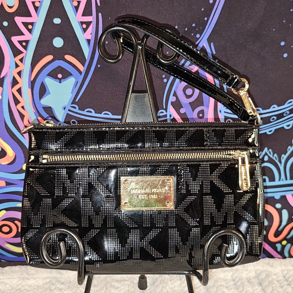 Michael Kors Black Patent Wristlet/Clutch Style
